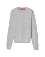 Pull en cachemire col rond manches longues gris clair pour femme