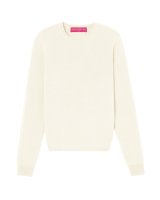 Pull col rond en cachemire blanc pour femme