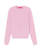 pull col rond en cachemire rose pâle pour femme