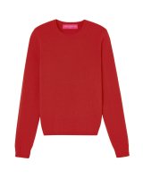 Pull en cachemire col rond manches longues Rouge