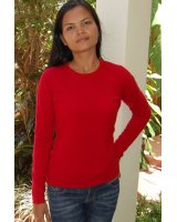 Pull en cachemire col rond manches longues Rouge