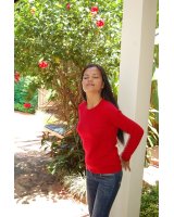 Pull en cachemire col rond manches longues Rouge