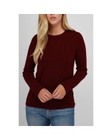 Pull en cachemire col rond manches longues Bordeaux pour femme