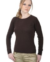 Pull en cachemire col rond manches longues Chocolat