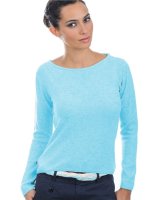 Pull col rond bleu curaçao | Hermine de Pashmina