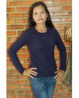 Pull col rond en cachemire bleu marine pour femme