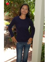 Pull col rond en cachemire bleu marine pour femme