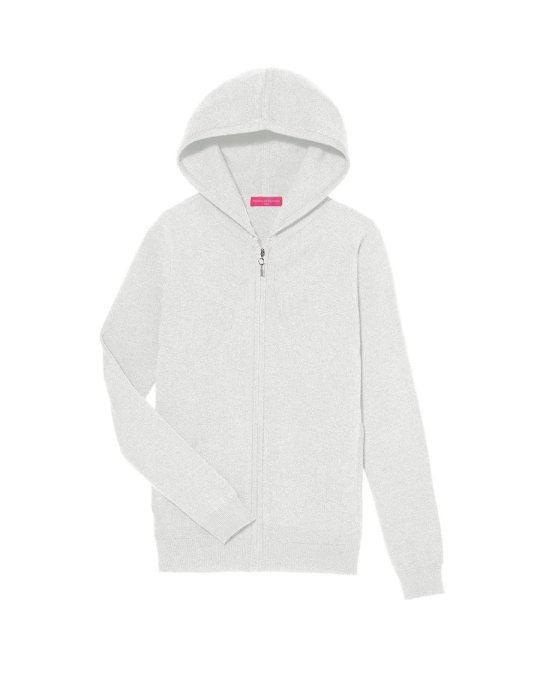 Gilet zip capuche blanc en cachemire