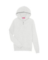 Gilet zip capuche blanc en cachemire
