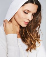 Gilet zip capuche blanc en cachemire