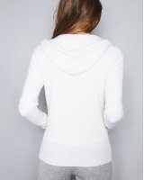 Gilet zip capuche blanc en cachemire