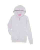 Gilet zip capuche Gris clair en cachemire