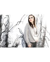 Gilet zip capuche Gris clair en cachemire