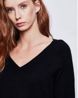 Pull col en V en cachemire noir femme
