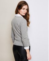 Pull col en V en cachemire Gris clair