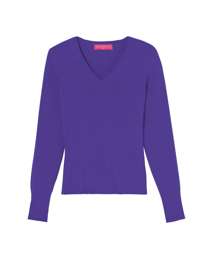 Pull col en V en cachemire Wisteria