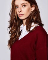 Pull col en V en cachemire bordeaux pour femme