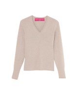 Pull col en V en cachemire Beige