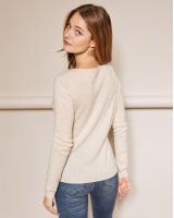 Pull col en V en cachemire Beige