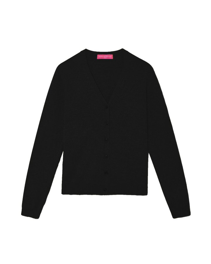 Gilet col en V en cachemire noir pour femme