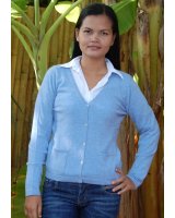 Gilet col en V en cachemire Bleu tranquille