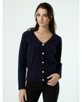Gilet col en V en cachemire bleu marine pour femme