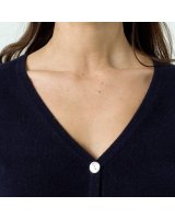 Gilet col en V en cachemire bleu marine pour femme