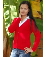 Gilet col en V en cachemire rouge pour femme