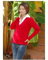 Gilet col en V en cachemire rouge pour femme