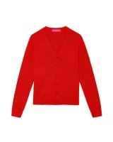 Gilet col en V en cachemire rouge pour femme