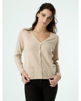 Gilet col en V en cachemire Beige