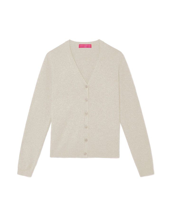 Gilet col en V en cachemire Beige