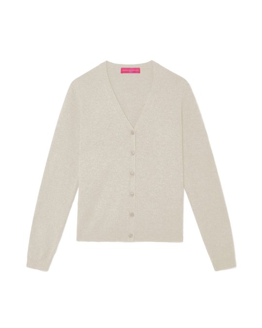 Gilet col en V en cachemire Beige