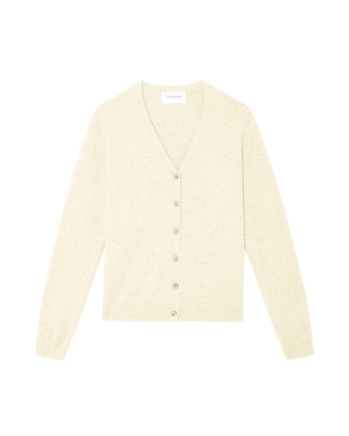 Gilet col en V en cachemire blanc pour Femme