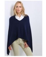 Poncho cachemire bleu marine