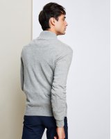 Pull gilet zip en cachemire gris clair pour homme