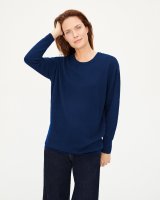 Pull col rond en cachemire bleu surf pour femme