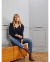 Pull col en V en cachemire Bleu surf