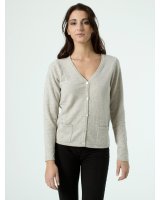 Gilet col en V en cachemire gris clair pour femme