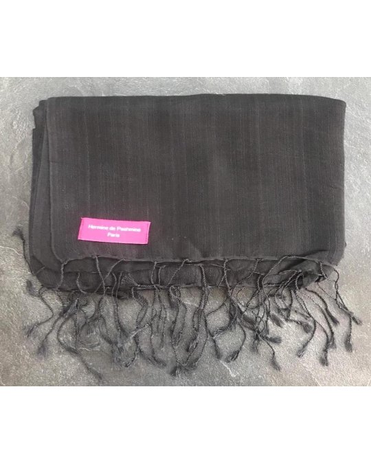 Pashmina en eau de soie Gris anthracite et noir