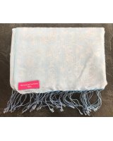 Pashmina Bleu ciel brodé en eau de soie | Hermine de Pashmina