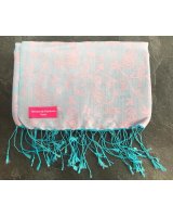 Pashmina en eau de soie Rose pâle et bleu ciel brodé
