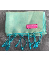 Pashmina en eau de soie Vert turquoise et beige clair