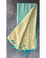 Pashmina en eau de soie Vert turquoise et beige clair