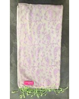 Pashmina en eau de soie Violet et vert brodé