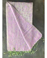 Pashmina en eau de soie Violet et vert brodé