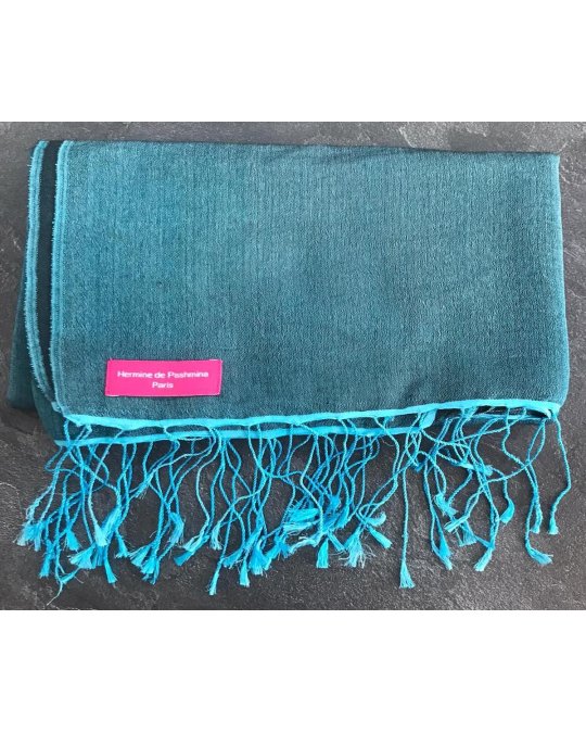 Pashmina en eau de soie Bleu et bleu jeans