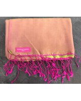 Pashmina en eau de soie Fuchsia et vert clair