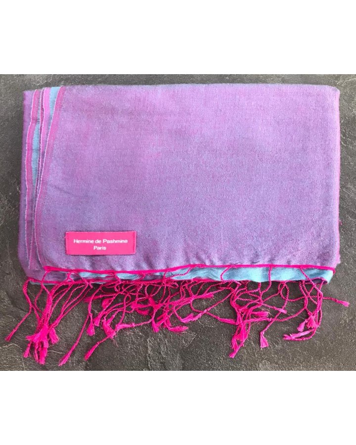 Pashmina en eau de soie Mauve et bleu