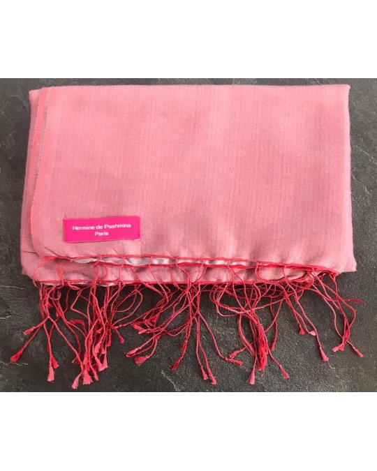 Pashmina en eau de soie Rouge clair et mauve